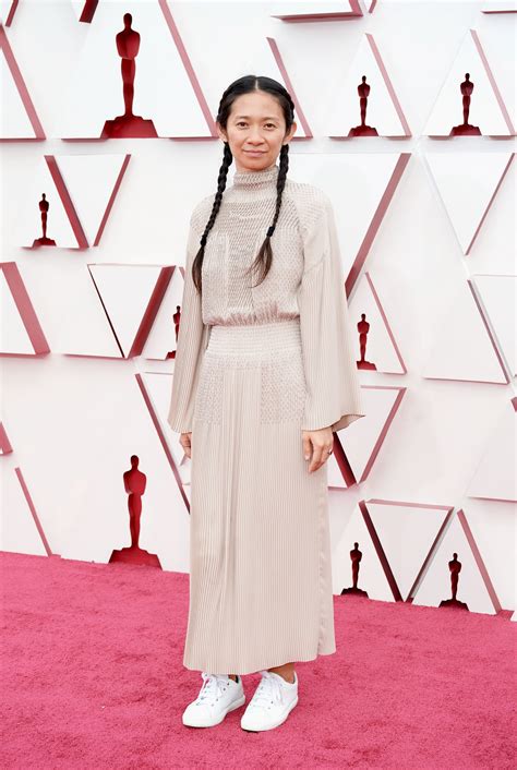 chloe zhao hermes dress|Chloé Zhao's White Sneakers and Hermès Gown at 2021 Oscars.